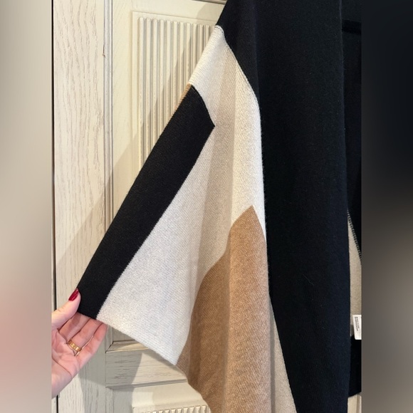 CHARTER CLUB 100% Cashmere Luxury Tier Shawl Wrap Black, Tan, White, One Size - Picture 5 of 16